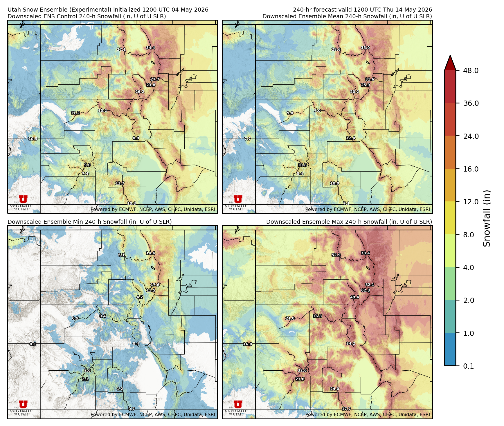 Latest NAEFS total precipitation forecast