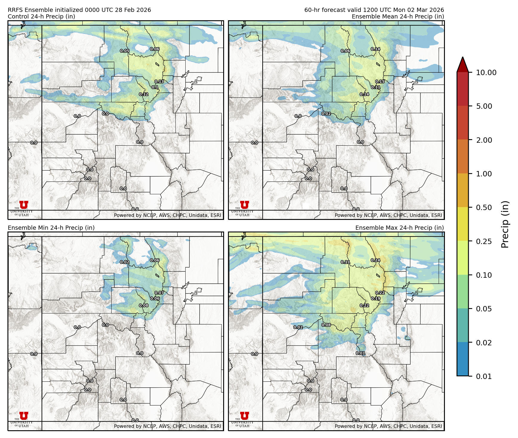 Latest RRFS total precipitation forecast