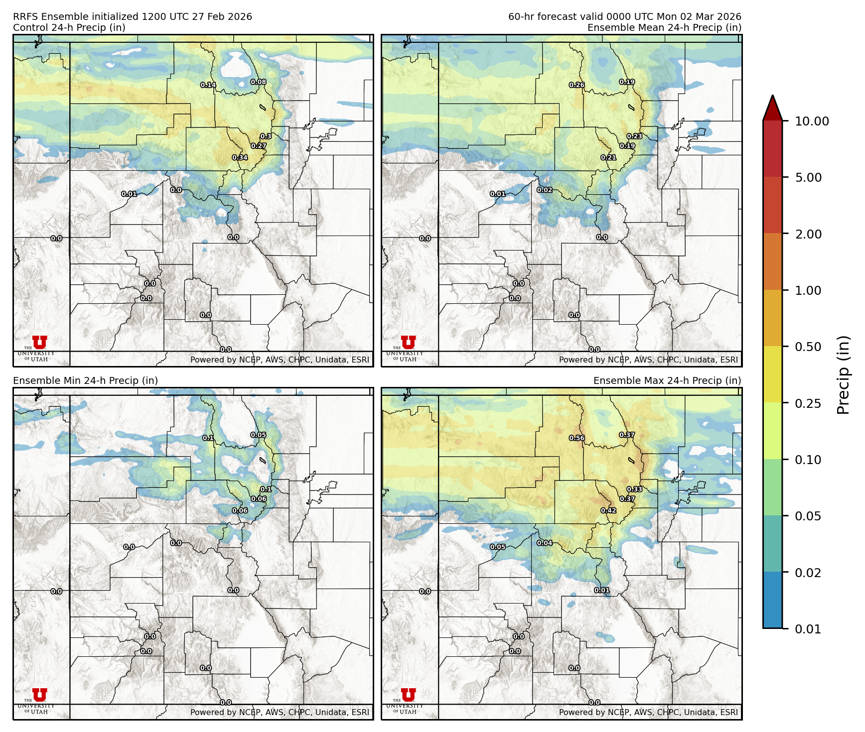 Latest RRFS total precipitation forecast