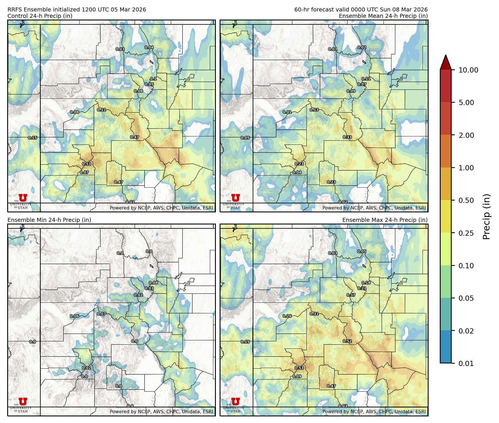 Latest RRFS total precipitation forecast